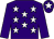 Purple, white stars, purple sleeves, white star on cap