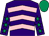 Purple, pink chevrons, purple sleeves, emerald green stars and cap