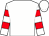 White, red hoops on sleeves