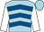 Light blue, royal blue chevrons, white sleeves, light blue cap