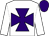 White, purple maltese cross and cap