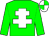 Green body, white cross of lorraine, green arms, white cap, green quartered