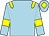 light blue, yellow epaulettes, yellow armlets, yellow diamond on cap