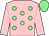 Pink, light green spots, pink sleeves, light green cap