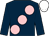 Dark Blue, large Pink spots, white cap