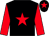 Black, red star, sleeves and star on cap