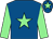 Royal blue, light green star & sleeves, light green star on cap