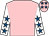 Pink, white sleeves, royal blue stars, pink cap, royal blue stars