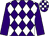 Purple and white diamonds, purple sleeves, checked cap