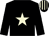 black, beige star, striped cap