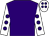 purple, purple spots on white sleeves, purple spots on white cap