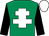 Emerald green, white cross of lorraine, black sleeves, white cap