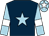 Dark blue, light blue star, light blue sleeves, white armlets and star on light blue cap