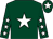 Dark green, white star on body and cap, dark green sleeves, white stars