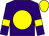 Purple body, yellow disc, purple arms, yellow armlets, yellow cap