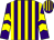 Purple and yellow stripes, chevrons on sleeves