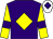 Purple, yellow diamond, yellow sleeves, purple armlets, white cap, purple diamond