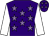 Purple, mauve stars, white sleeves