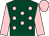 Dark green, pink spots, sleeves and cap