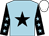 LIGHT BLUE, BLACK star, BLACK sleeves, LIGHT BLUE stars, WHITE cap