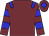 Garnet body, big-blue epaulettes, garnet arms, big-blue hooped, garnet cap, big-blue diamond