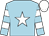 Light blue, white star, hooped sleeves, white cap