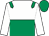 White, emerald green halved horizontally, emerald green epaulets, white sleeves, emerald green cap