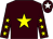 Brown, yellow star & stars on sleeves, brown cap, white star