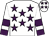 White, spectrum violet stars, armband and cuffs, white cap, spectrum violet stars