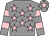 Grey, pink stars, hooped sleeves and star on cap