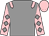 Grey, pink epaulets, pink sleeves, grey diamonds, pink cap