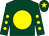 Dark green, yellow disc, yellow spots on sleeves, yellow star on cap