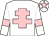 White, pink cross of lorraine, armlets and star on cap