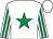 White, emerald green star, striped sleeves