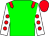 green, red epaulettes, red spots on white sleeves, red cap