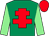 Emerald green, red cross of lorraine, light green sleeves, red cap