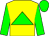 Yellow body, big-green triangle, big-green arms, big-green cap