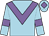 Blue-light body, mauve chevron, blue-light arms, mauve armlets, blue-light cap, mauve diamond