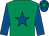 Emerald green, royal blue star and sleeves, royal blue cap, emerald green star