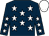 dark blue, white stars, white cap