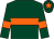 Dark green, orange hoop, armlets and star on cap