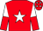 Red, white star, white and red halved sleeves, red cap, white stars