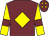 Garnet body, yellow diamond, yellow arms, garnet armlets, garnet cap, yellow diamonds