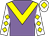 Mauve, yellow chevron, white sleeves, yellow diamonds, white cap, yellow diamond