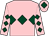 Pink, dark green triple diamond, diamonds on sleeves, pink cap, dark green diamond