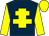 dark blue, yellow cross of lorraine, yellow sleeves and cap