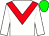 White body, red chevron, white arms, green cap