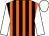 Black & orange stripes, white sleeves & cap