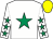 White, emerald green star, emerald green stars on sleeves, yellow cap