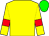 Yellow body, yellow arms, red armlets, big-green cap